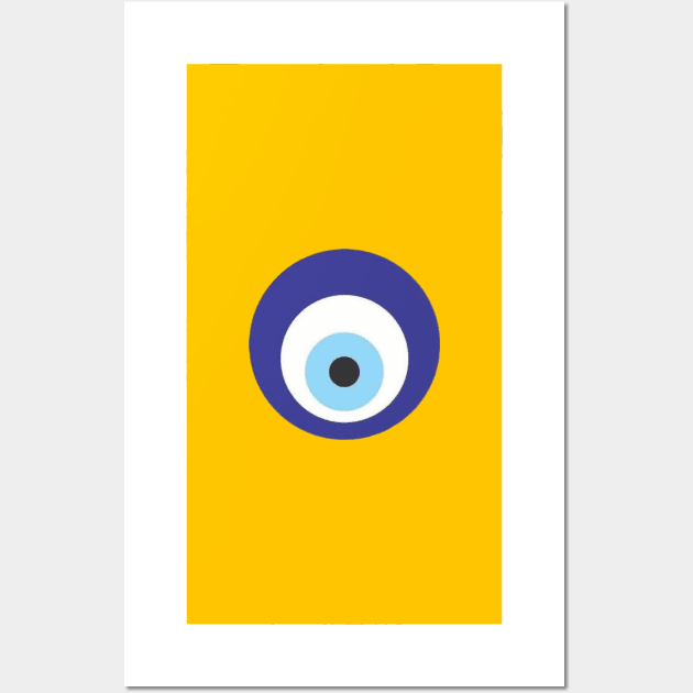 Turkish Evil Eye Blue and Yellow Wall Art by zocostore